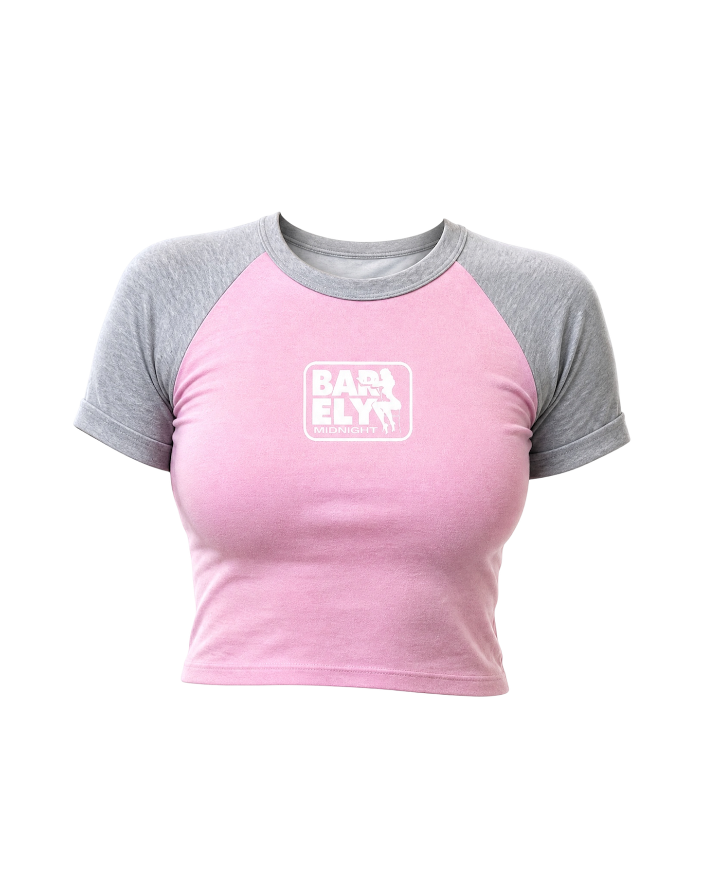 FPS Baby Rib Crop Top Pink & Grey