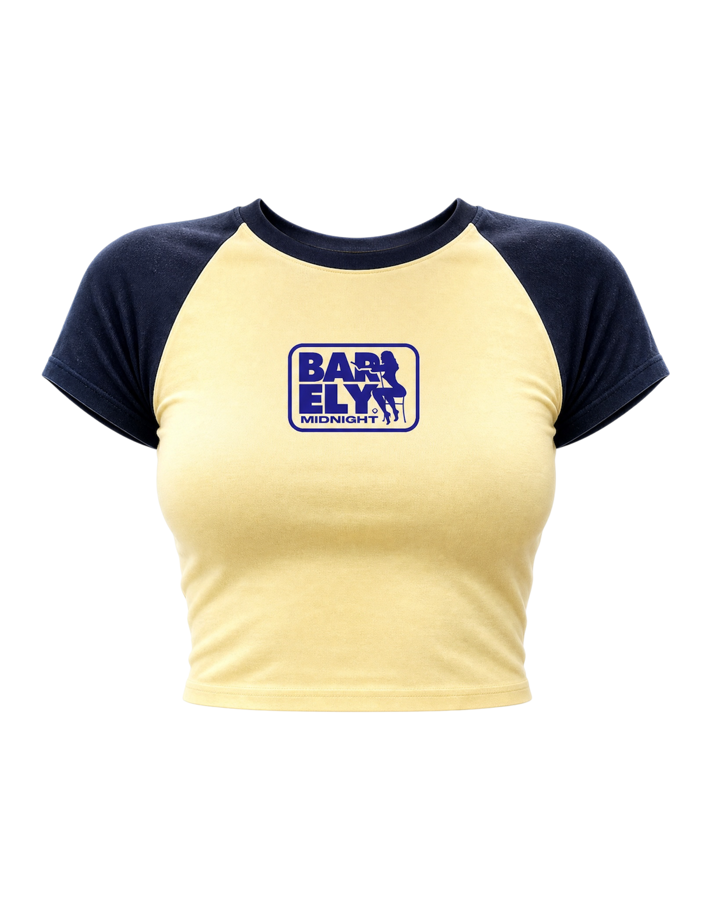 FPS Baby Rib Crop Top Yellow & Navy